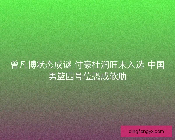 曾凡博状态成谜 付豪杜润旺未入选 中国男篮四号位恐成软肋