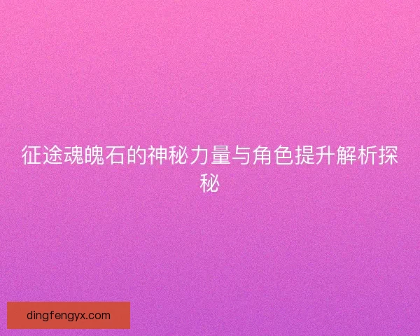 征途魂魄石的神秘力量与角色提升解析探秘