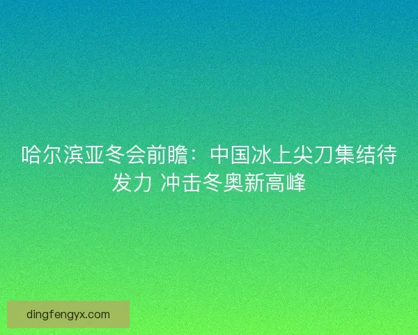 哈尔滨亚冬会前瞻：中国冰上尖刀集结待发力 冲击冬奥新高峰