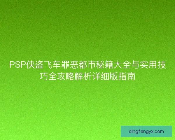 PSP侠盗飞车罪恶都市秘籍大全与实用技巧全攻略解析详细版指南