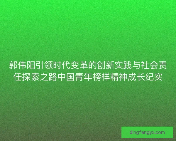 郭伟阳引领时代变革的创新实践与社会责任探索之路中国青年榜样精神成长纪实